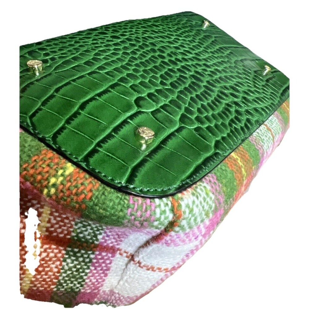 Frances Valentine June Central Park Plaid Wool Leather Embossed Purse Bag Classy - Picture 11 of 16